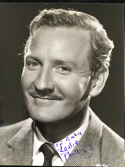 LESLIE PHILLIPS  - AUTOGRAPHED 9 7/16 x 7 7/16 PUBLICITY PHOTOGRAPH