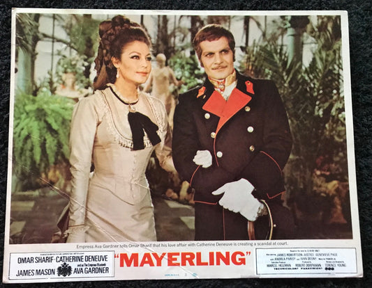 ORIGINAL LOBBY CARD - MAYERLING - 1968 - #3 key card -  Omar Sharif, Catherine Deneuve, James Mason, Ava Gardner