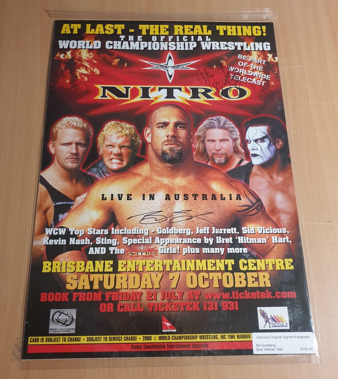 MUSIC PROMO POSTER - SIGNED - NITRO WRESTLING - BILL GOLDBERG, BRET "HITMAN" HART (b)