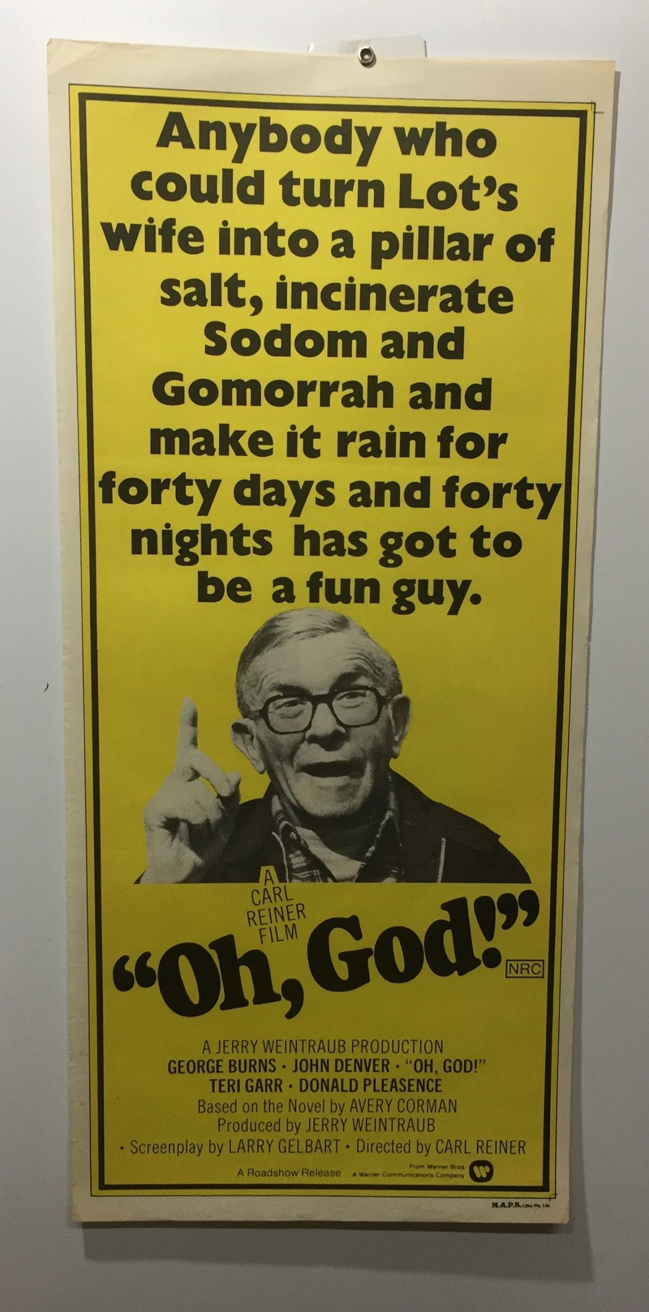 ORIGINAL DAY BILL MOVIE POSTER - OH, GOD! (a) - 1977