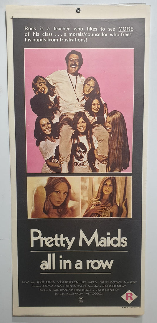 ORIGINAL DAYBILL MOVIE POSTER - PRETTY MAIDS ALL IN A ROW - 1971