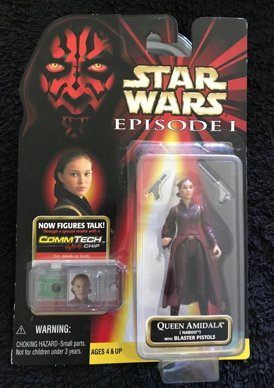 STAR WARS - HASBRO - EPISODE 1 - QUEEN AMIDALA - "Naboo" - with Blaster Pistol - CommTech Chip