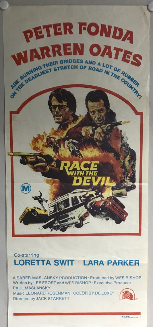 ORIGINAL DAYBILL MOVIE POSTER - RACE WITH THE DEVIL - 1975