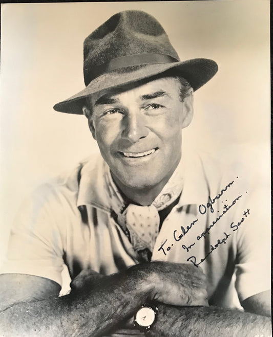 RANDOLPH SCOTT - AUTOGRAPHED 10 x 8 PUBLICITY PHOTOGRAPH