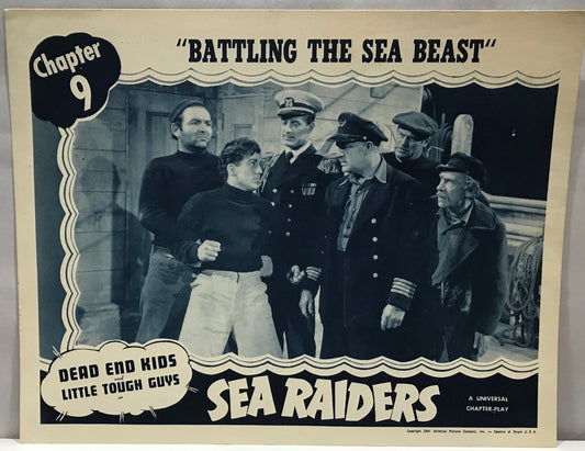 ORIGINAL SERIAL LOBBY CARD - SEA RAIDERS (a) - 1941 - chapter 9 - "Battling t...