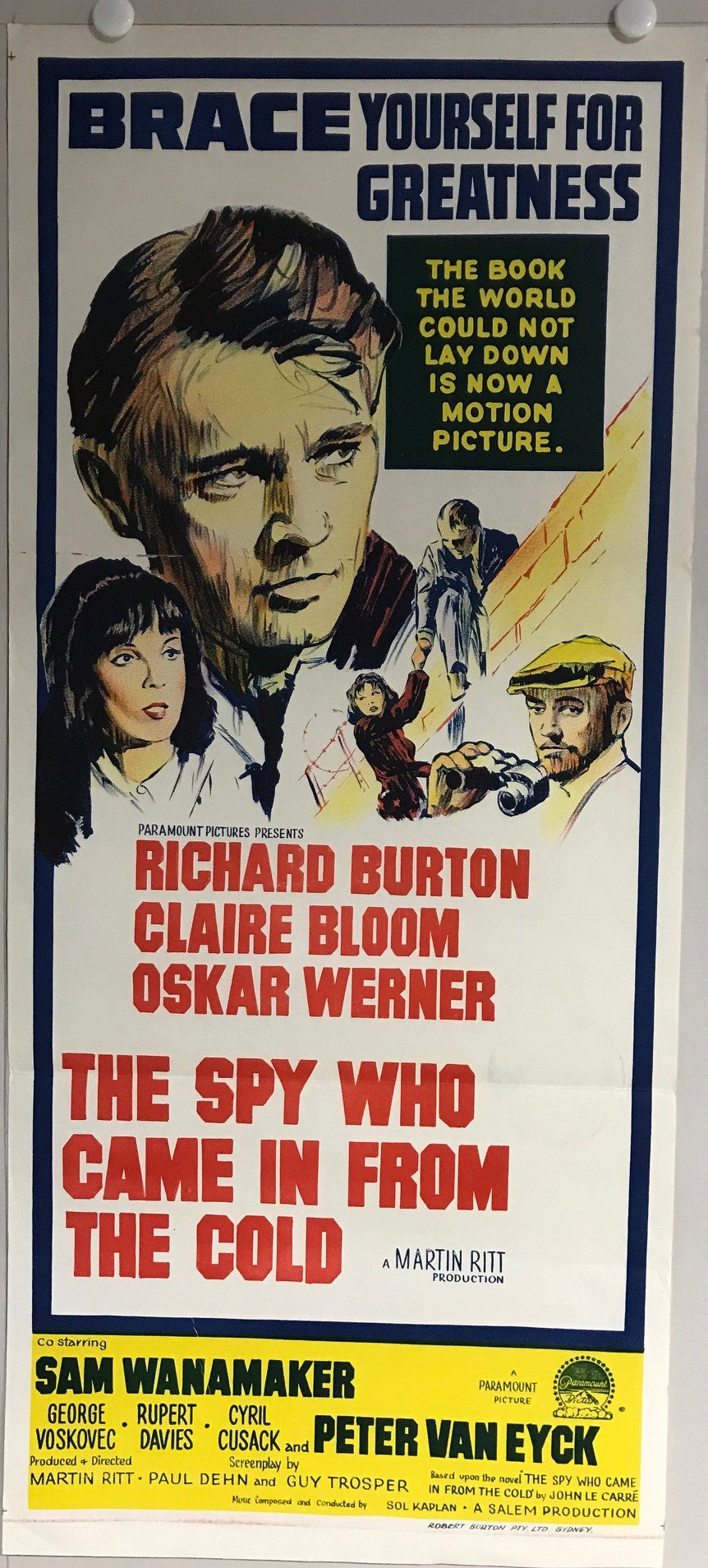 ORIGINAL DAYBILL MOVIE POSTER - THE SPY WHO CAME IN FROM THE COLD - 1965