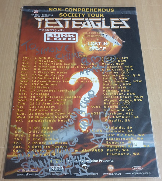 MUSIC PROMO POSTER - SIGNED - TESTEAGLES - with SUNK LOTO - NON-COMPREHENDUS SOCIETY TOUR