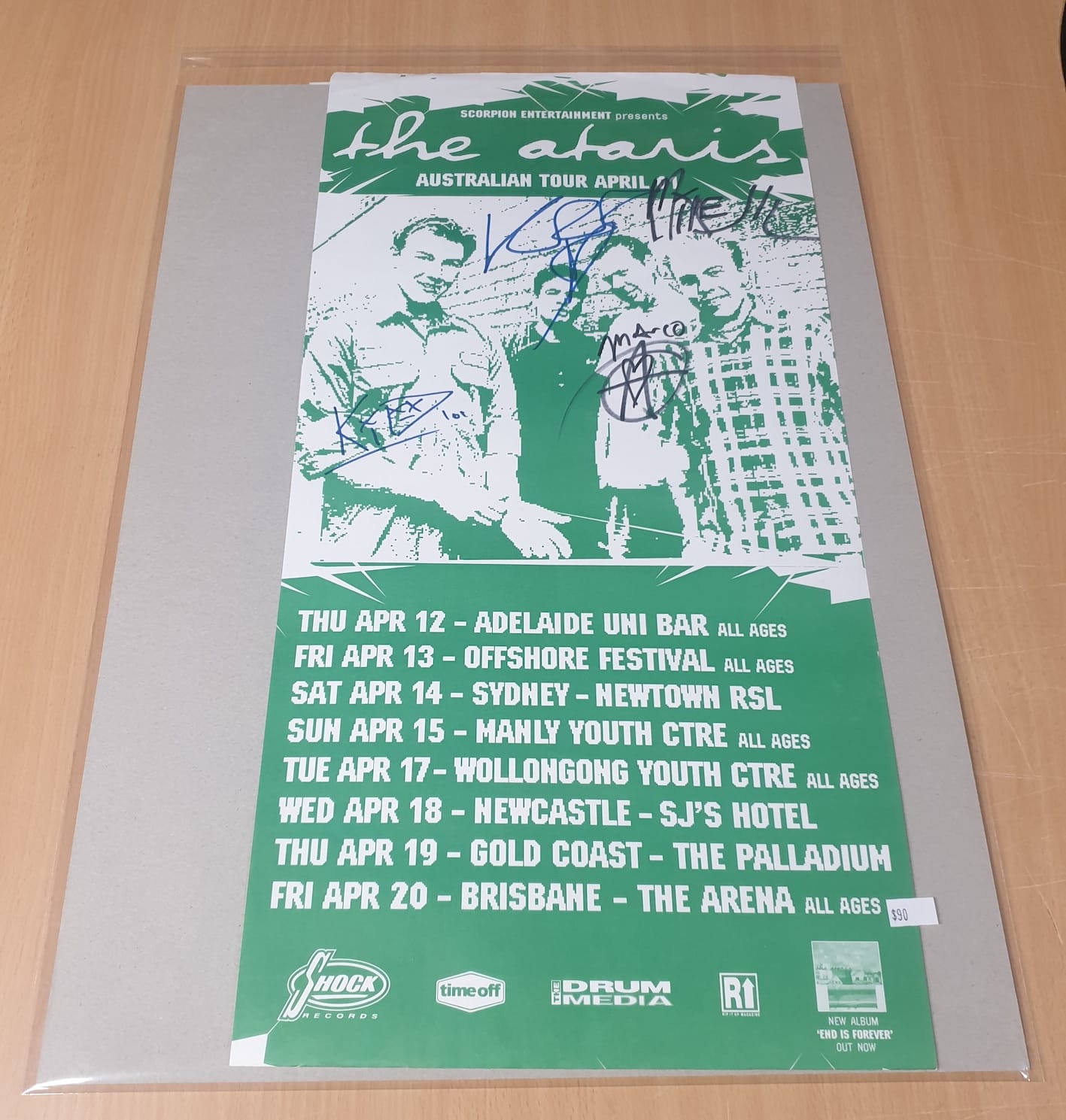 MUSIC PROMO POSTER - SIGNED - THE ATARIS - AUSTRALIAN TOUR 2001