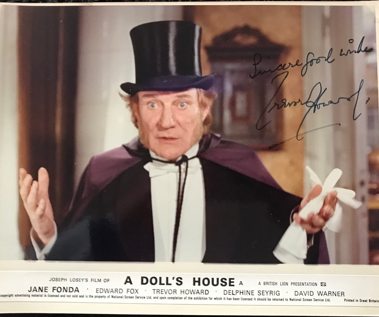 TREVOR HOWARD  - AUTOGRAPHED 10 x 8 PUBLICITY PHOTOGRAPH from A Doll's House (1973)