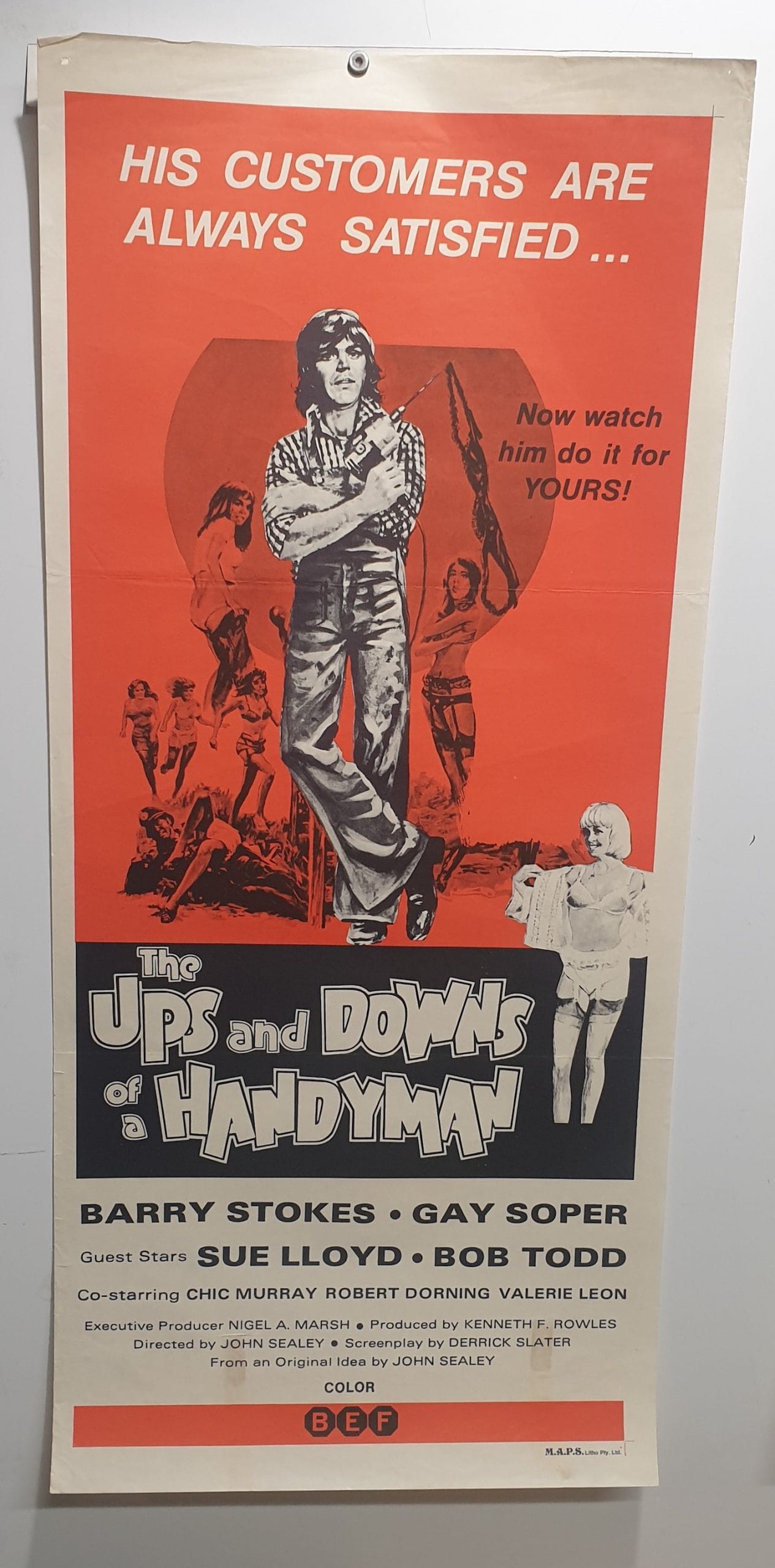 ORIGINAL DAYBILL MOVIE POSTER - UPS DOWNS OF A HANDYMAN - 1972