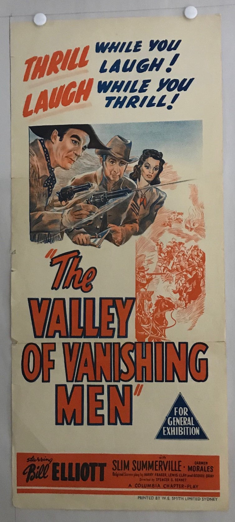 ORIGINAL DAYBILL MOVIE POSTER - THE VALLEY OF THE VANISHING MEN - 1942