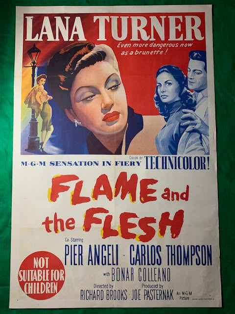 MOVIE POSTER AUSTRALIAN ONE SHEET - FLAME AND FLESH - 1954