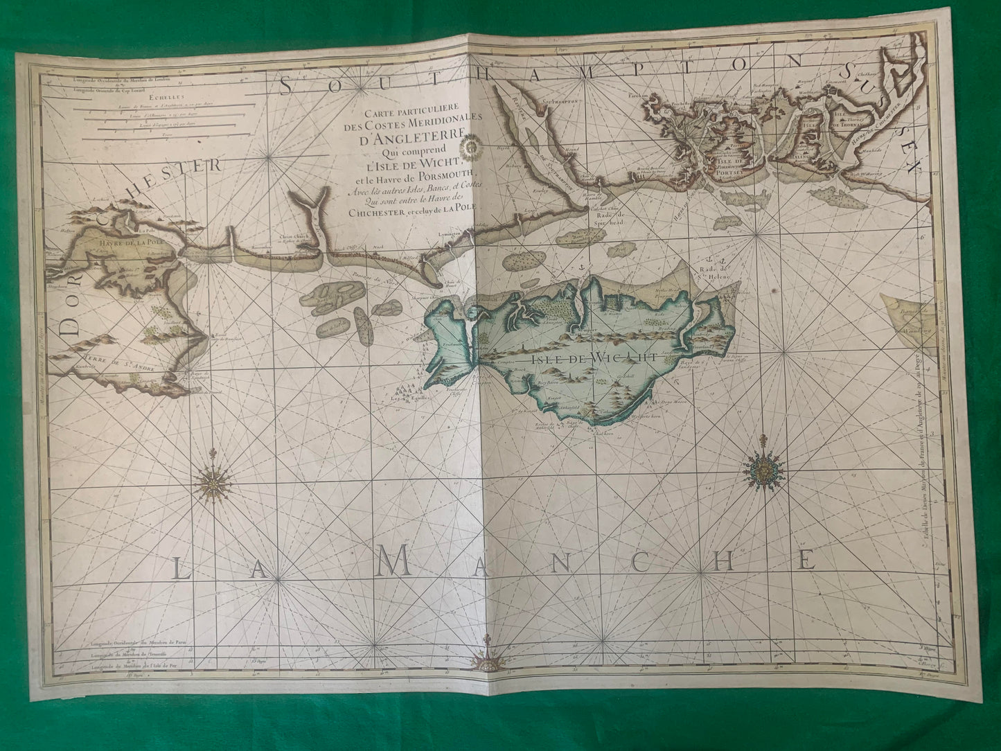 ORIGINAL MAP ISLE OF WICHT (isle of wight) 1693