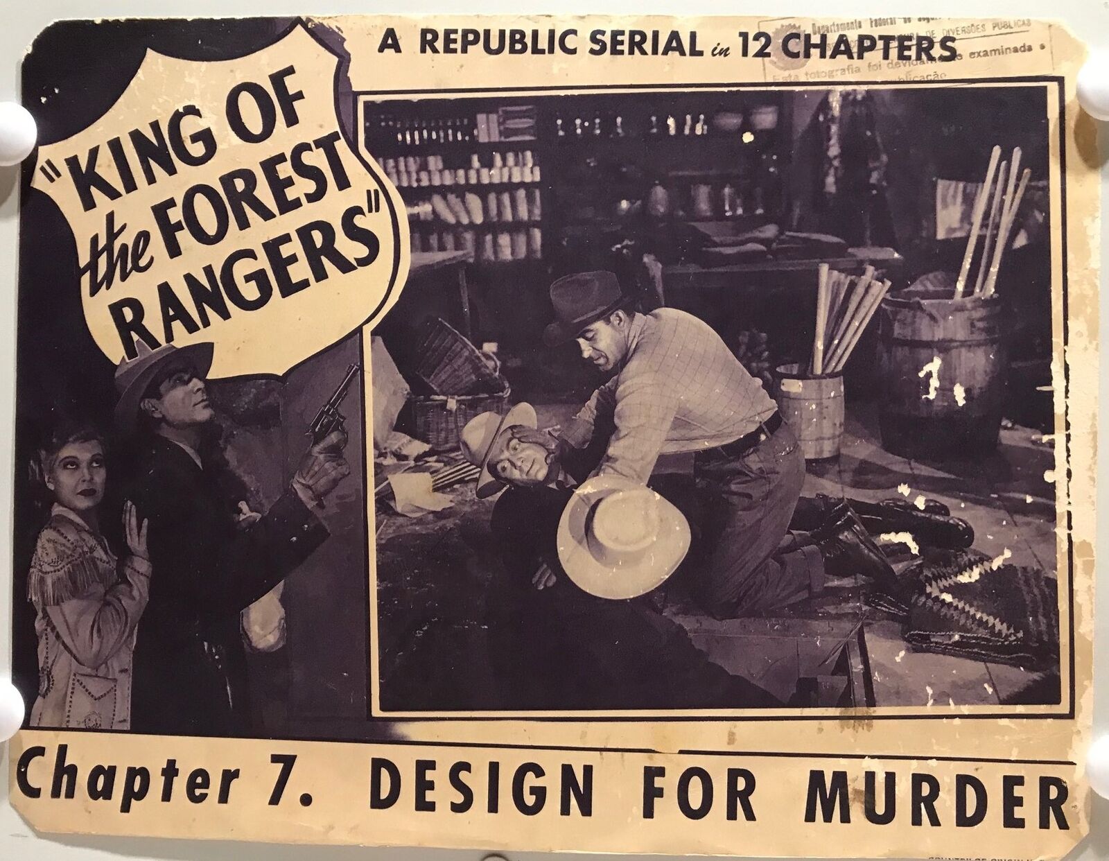 ORIGINAL SERIAL LOBBY CARD - KING OF THE FOREST RANGERS - 1946 - Ch 7 ...