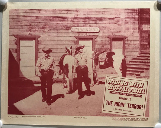 ORIGINAL SERIAL LOBBY CARD - RIDING WITH BUFFALO BILL (b) - 1954 - Ch 12 "The...