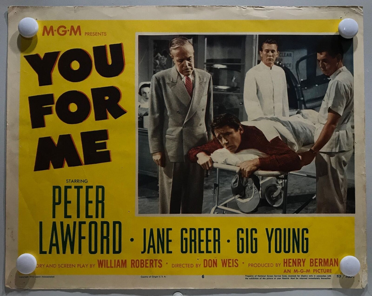 ORIGINAL LOBBY CARDS - YOU FOR ME - 1952 - set of 8