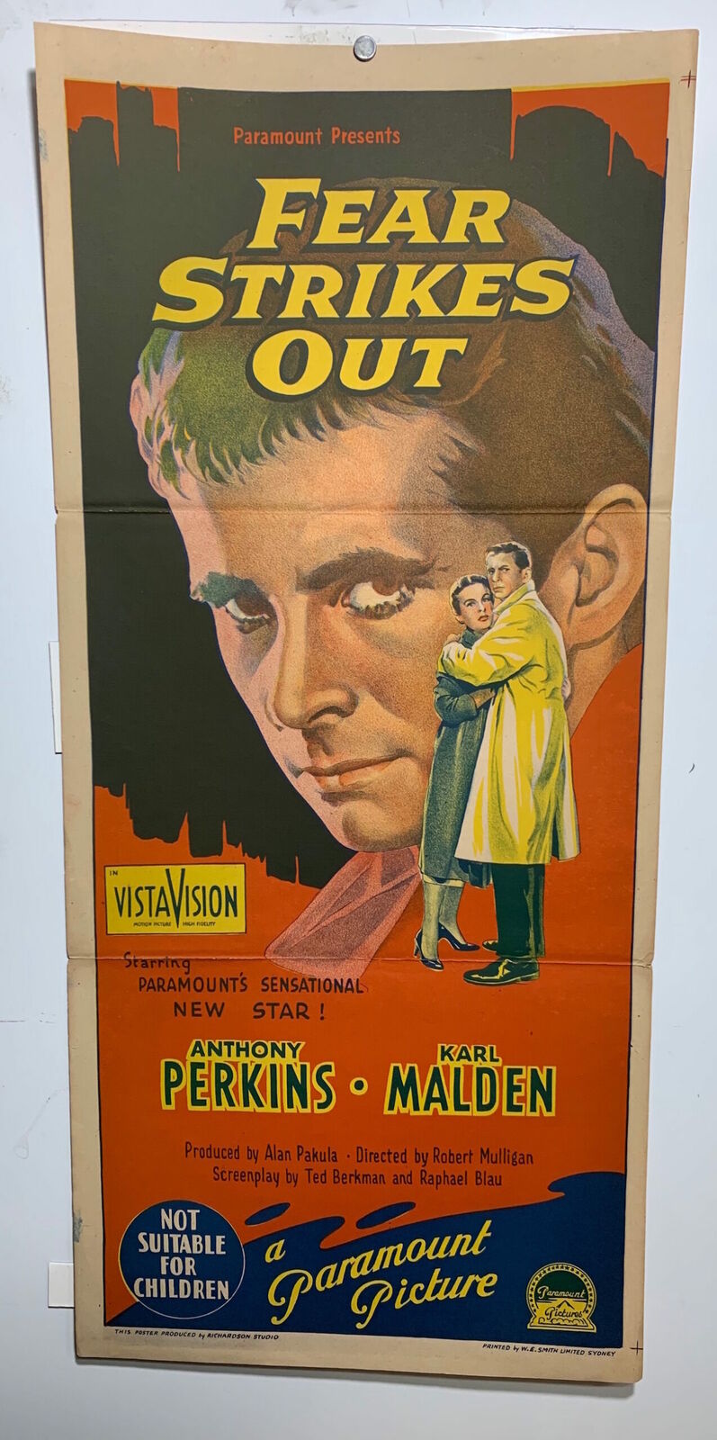 ORIGINAL DAYBILL MOVIE POSTER - FEAR STRIKES OUT - Richardson Studio