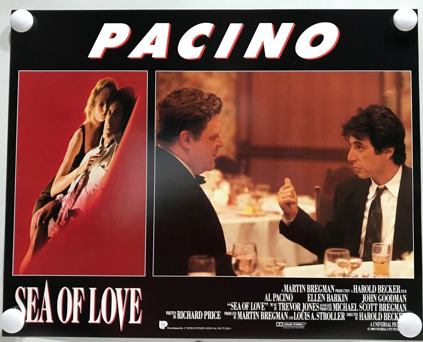 ORIGINAL LOBBY CARDS - SEA OF LOVE - 1989 - set of 8 -  Al Pincino, Ellen Bar...