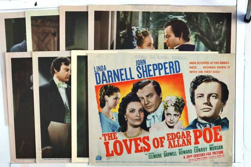 ORIGINAL LOBBY CARDS - THE LOVES OF EDGAR ALLEN POE - 1942 - set of 8