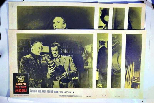 ORIGINAL LOBBY CARDS - JULES VERNE'S FROM THE EARTH TO THE MOON - 1958 - set of 8