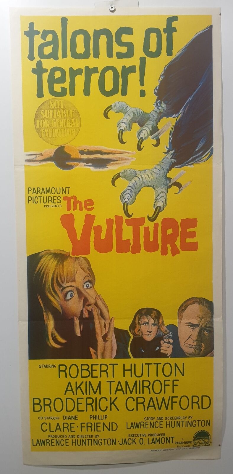 ORIGINAL DAYBILL MOVIE POSTER - THE VULTURE - 1966