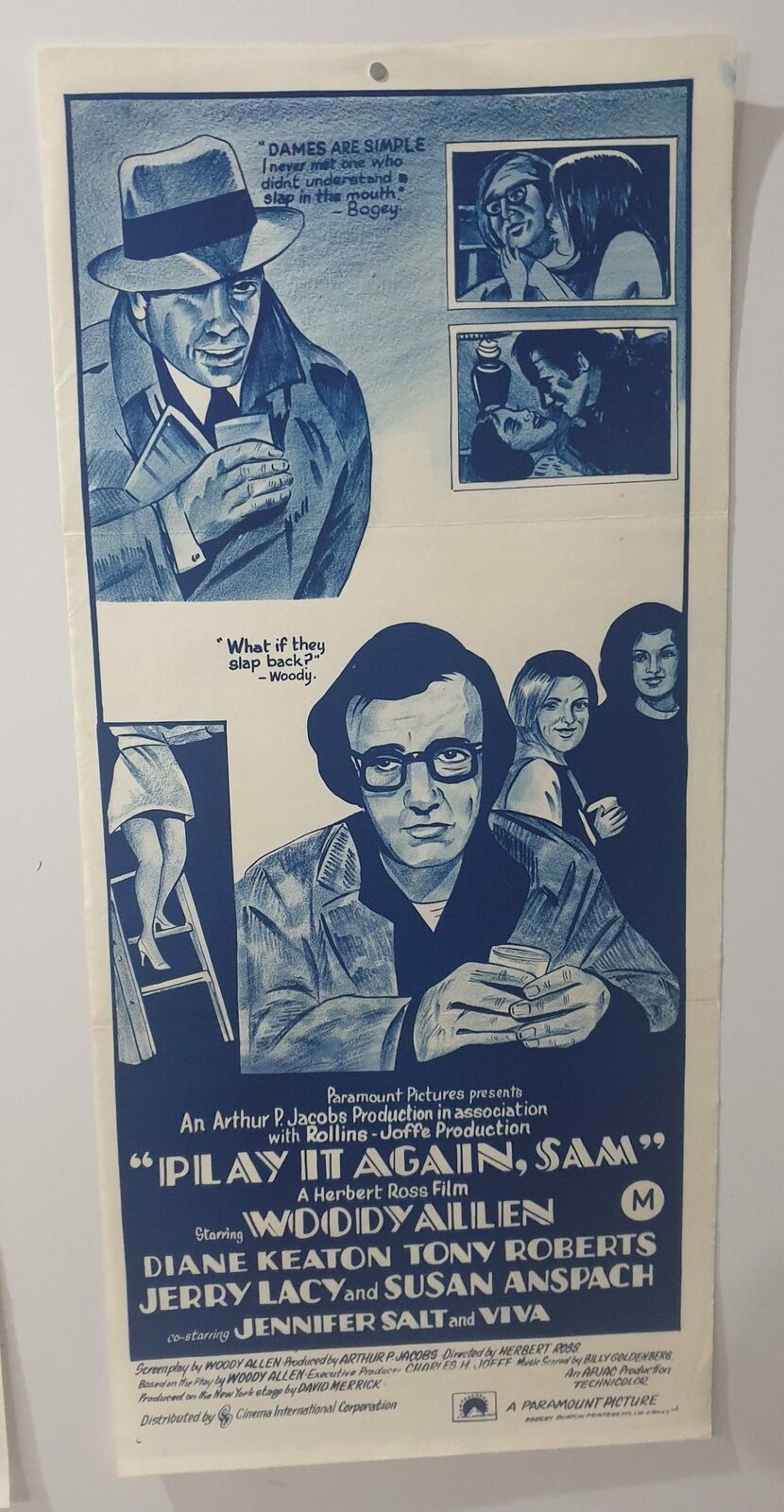 ORIGINAL DAYBILL MOVIE POSTER - PLAY IT AGAIN SAM - 1972 ( BLUE)