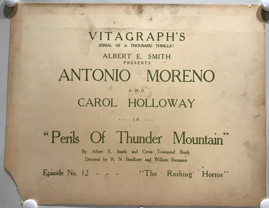 ORIGINAL SERIAL LOBBY CARD - PERILS OF THUNDER MOUNTAIN - 1919 - Title Card C...