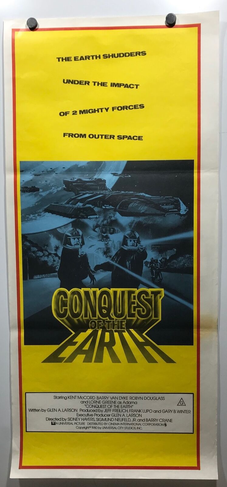 ORIGINAL DAYBILL MOVIE POSTER - CONQUEST OF THE EARTH