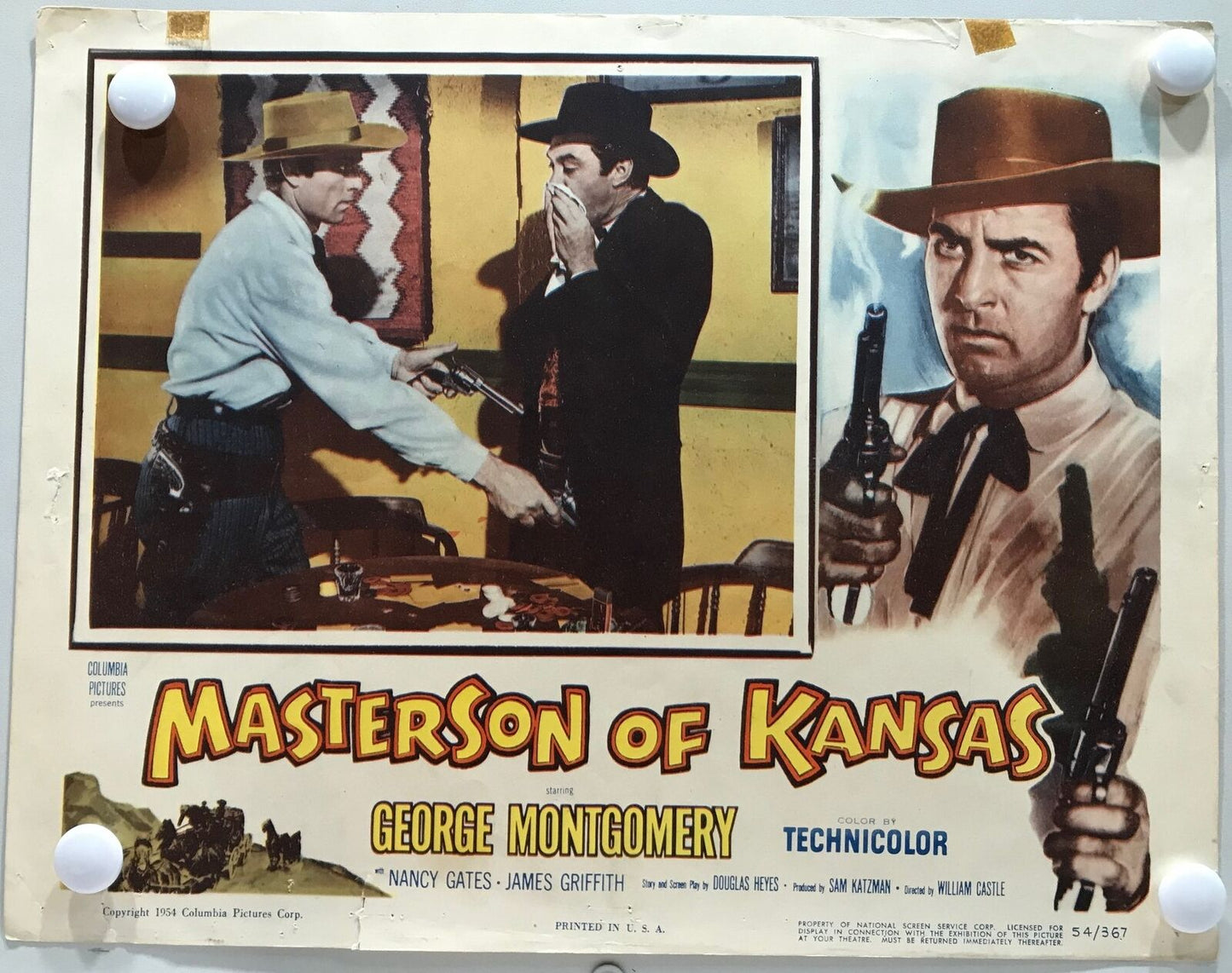 ORIGINAL LOBBY CARDS - MASTERSON OF KANSAS - 1954 - set of 8