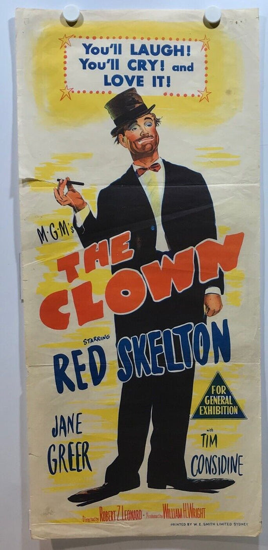 ORIGINAL DAYBILL MOVIE POSTER - THE CLOWN -1953