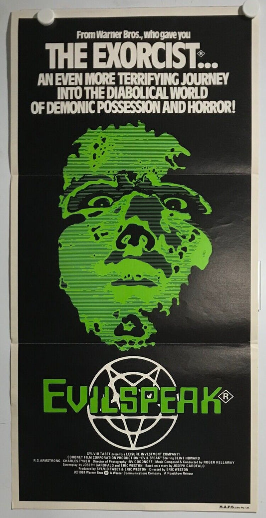 ORIGINAL DAYBILL MOVIE POSTER - EVILSPEAK - HORROR