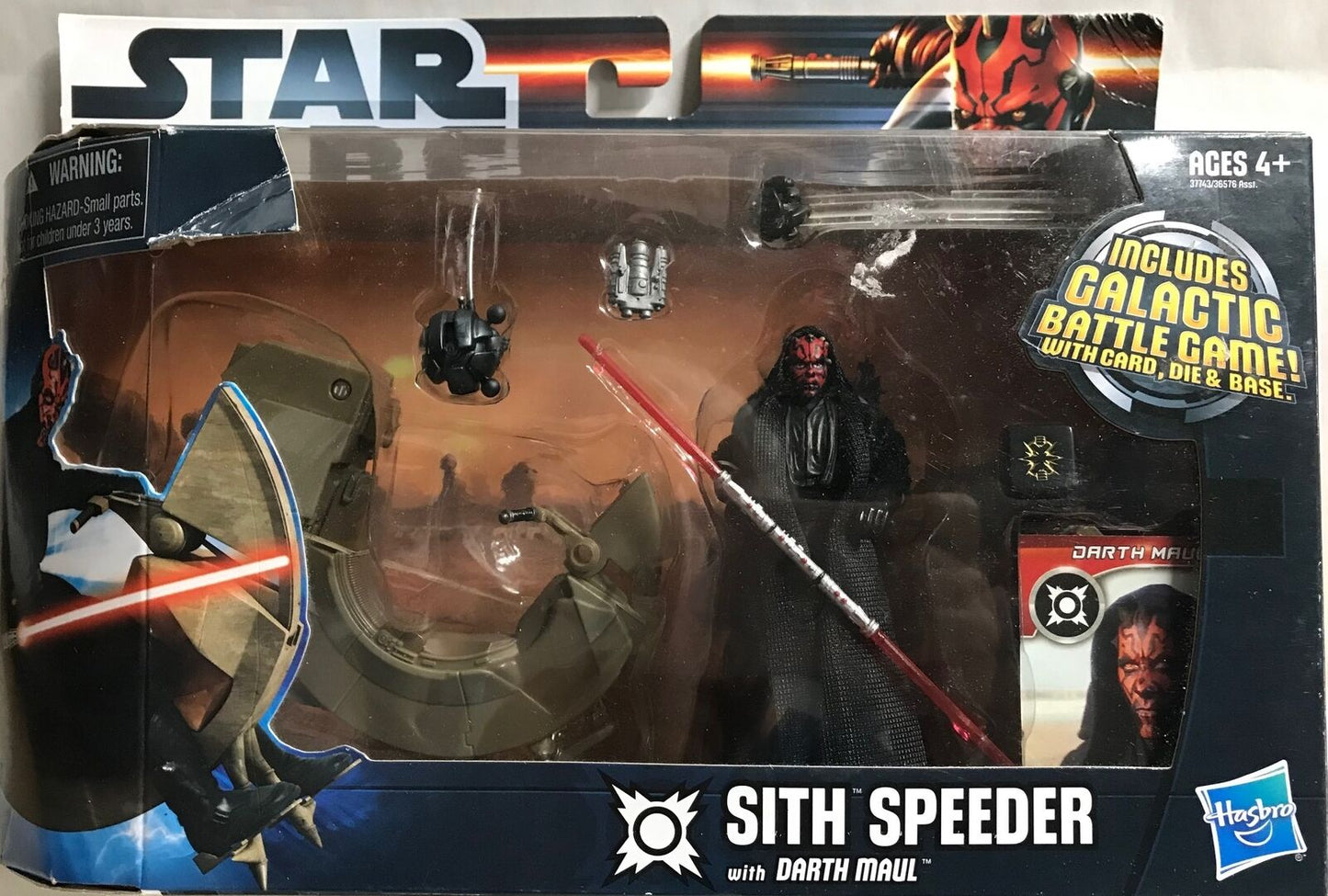 STAR WARS - HASBRO - SITH SPEEDER - with DARTH MAUL - incl Galactic Battle Game