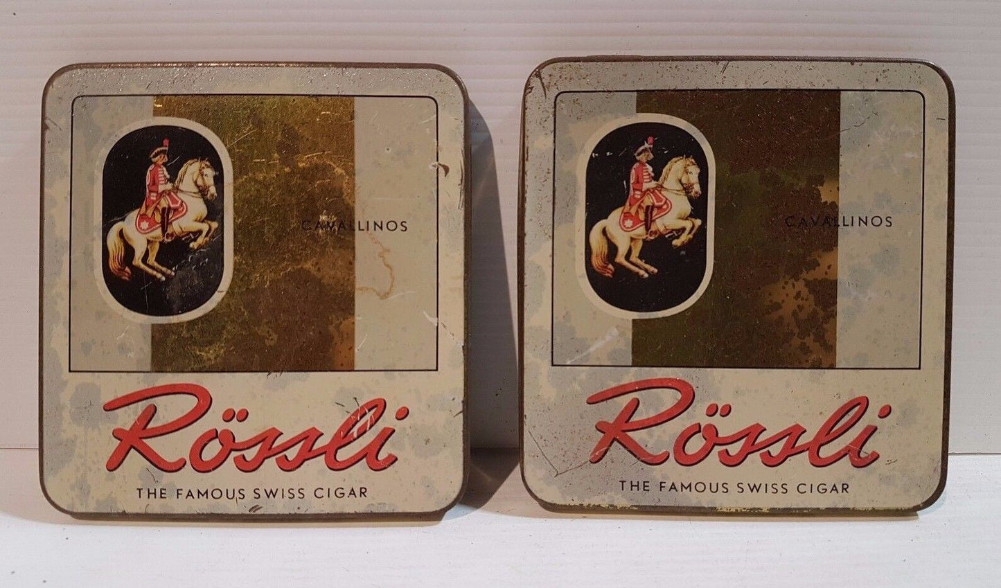 Biscuit Tea Sweets Cigar Tin Rossli Cigars tin x2 Made In Switzerland Cavallinos