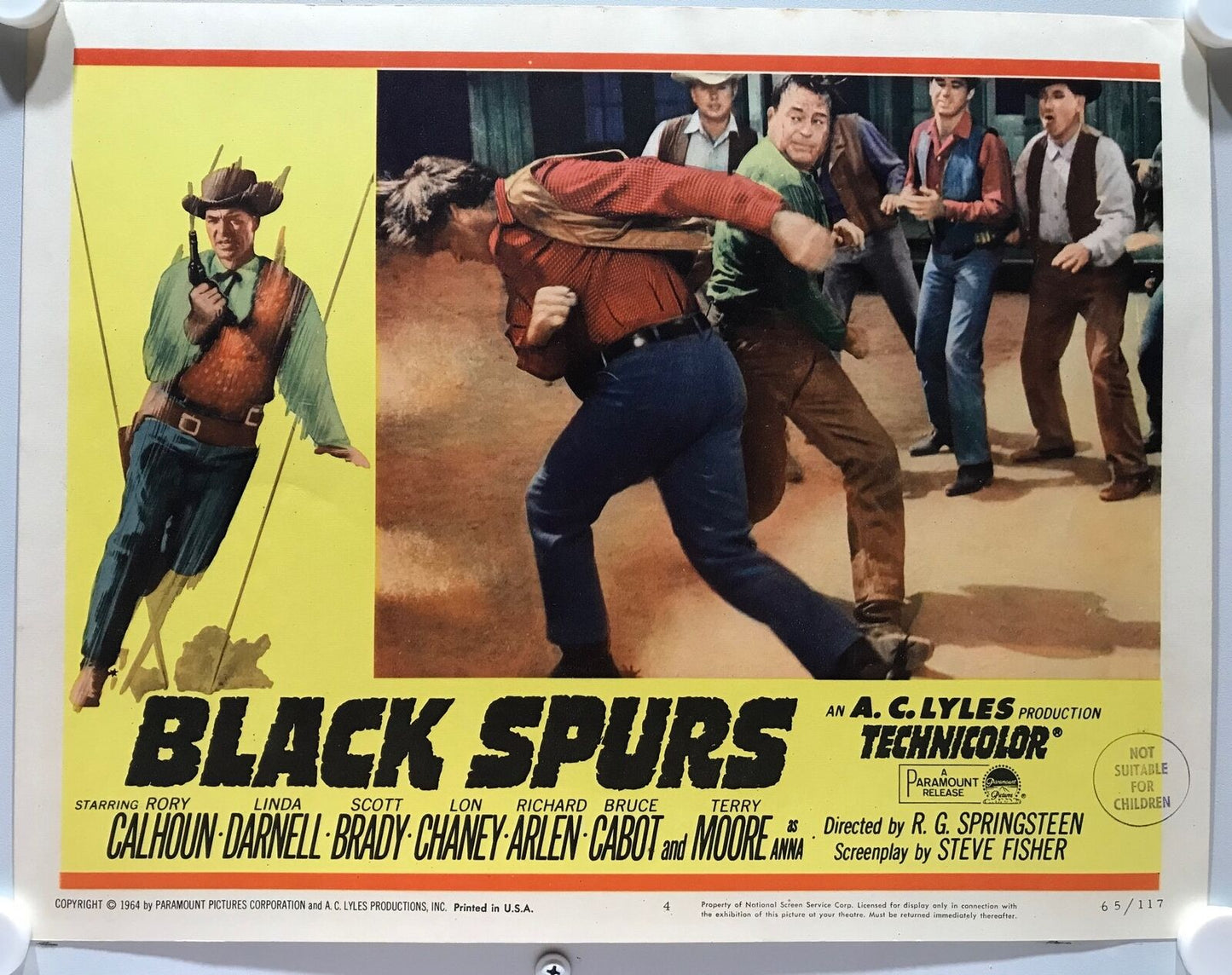 ORIGINAL LOBBY CARDS - BLACK SPURS - 1965 - set of 8