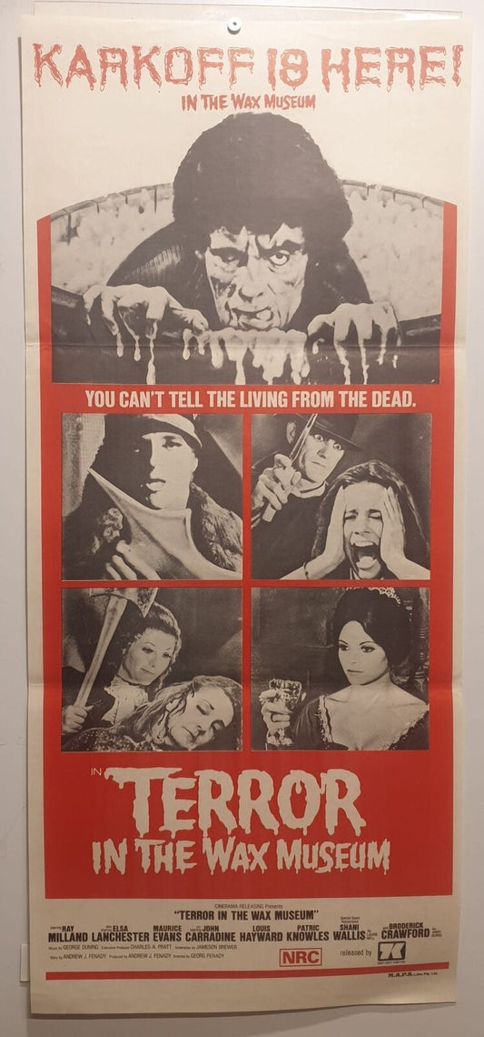 ORIGINAL DAYBILL MOVIE POSTER - TERROR IN WAX MUSEUM