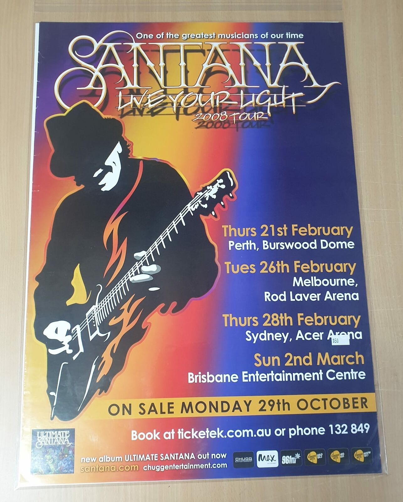 MUSIC PROMO POSTER - SANTANA - LIVE YOUR LIGHT 2008 TOUR