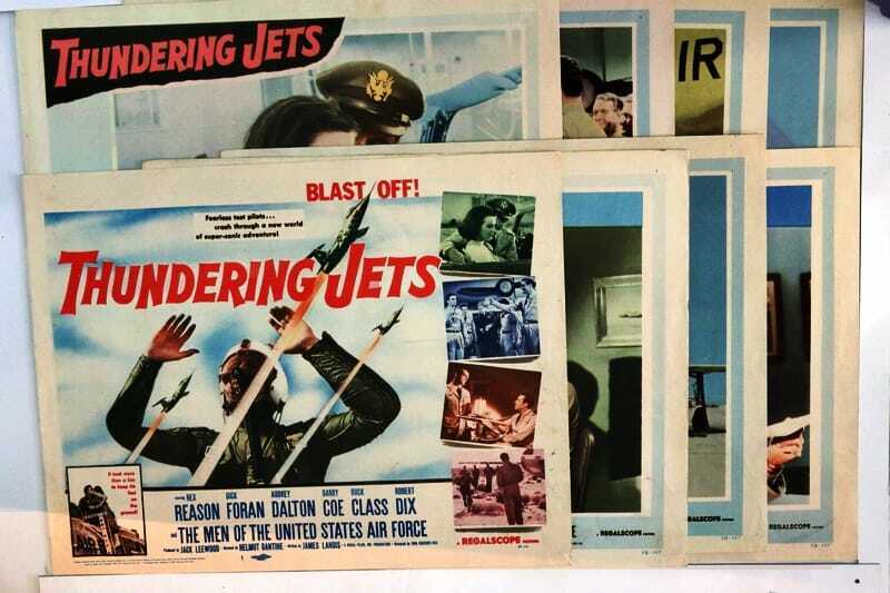 ORIGINAL LOBBY CARDS - THUNDERING JETS - 1958 - set of 8