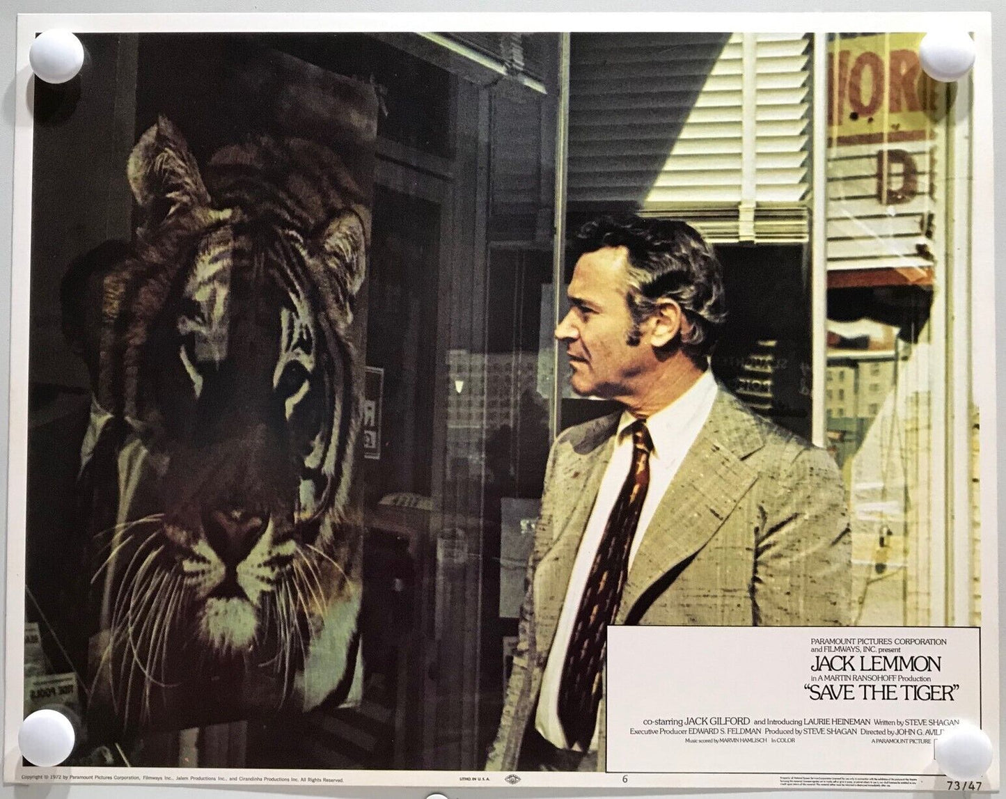 ORIGINAL LOBBY CARDS - SAVE THE TIGER - 1972 - set of 8