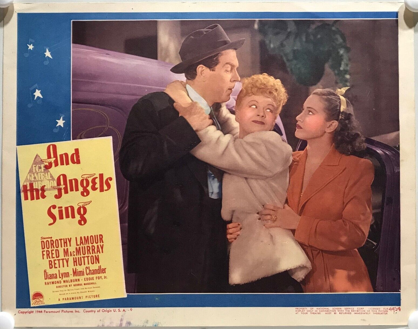 ORIGINAL LOBBY CARDS - AND THE ANGELS SING - 1944 - set of 8