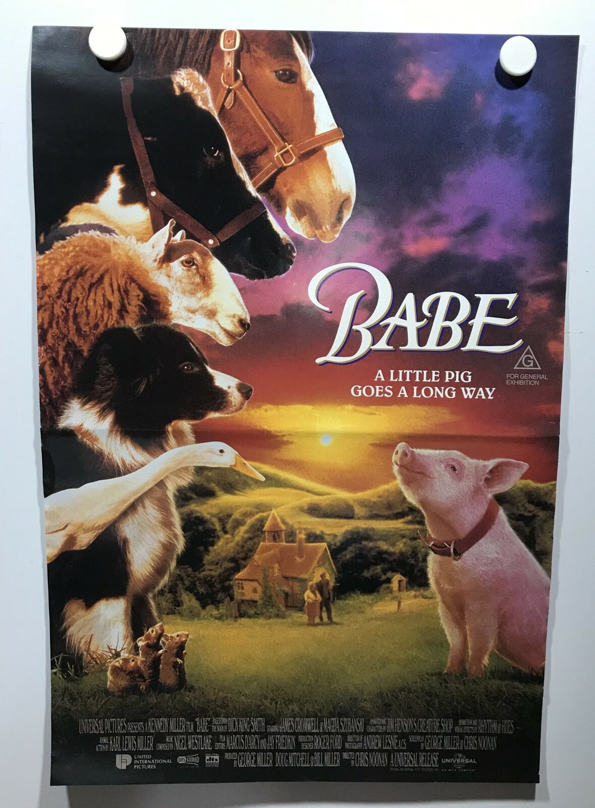 ORIGINAL DAYBILL MOVIE POSTER - BABE - AUSTRALIA