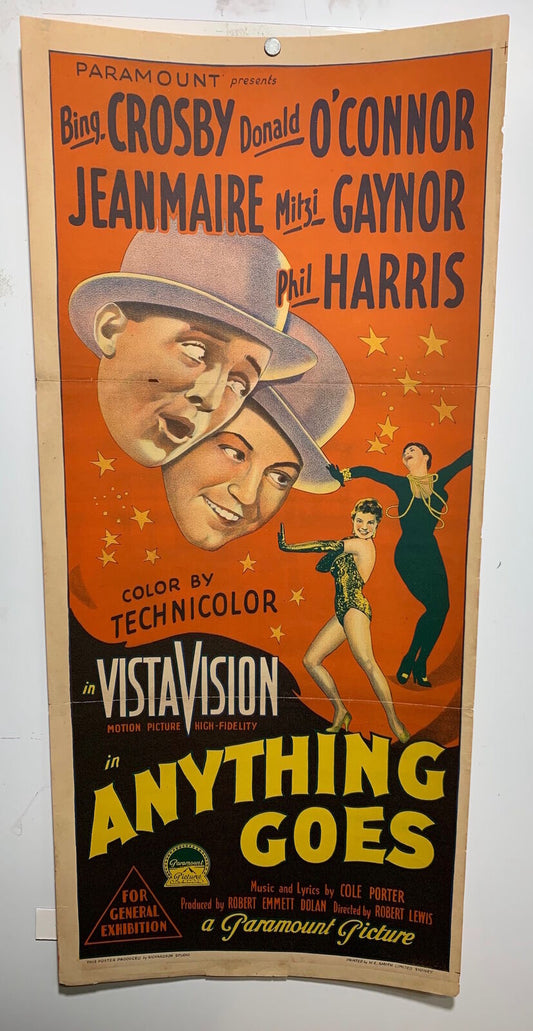 ORIGINAL DAYBILL MOVIE POSTER - ANYTHING GOES - 1956 -  Richardson Studio