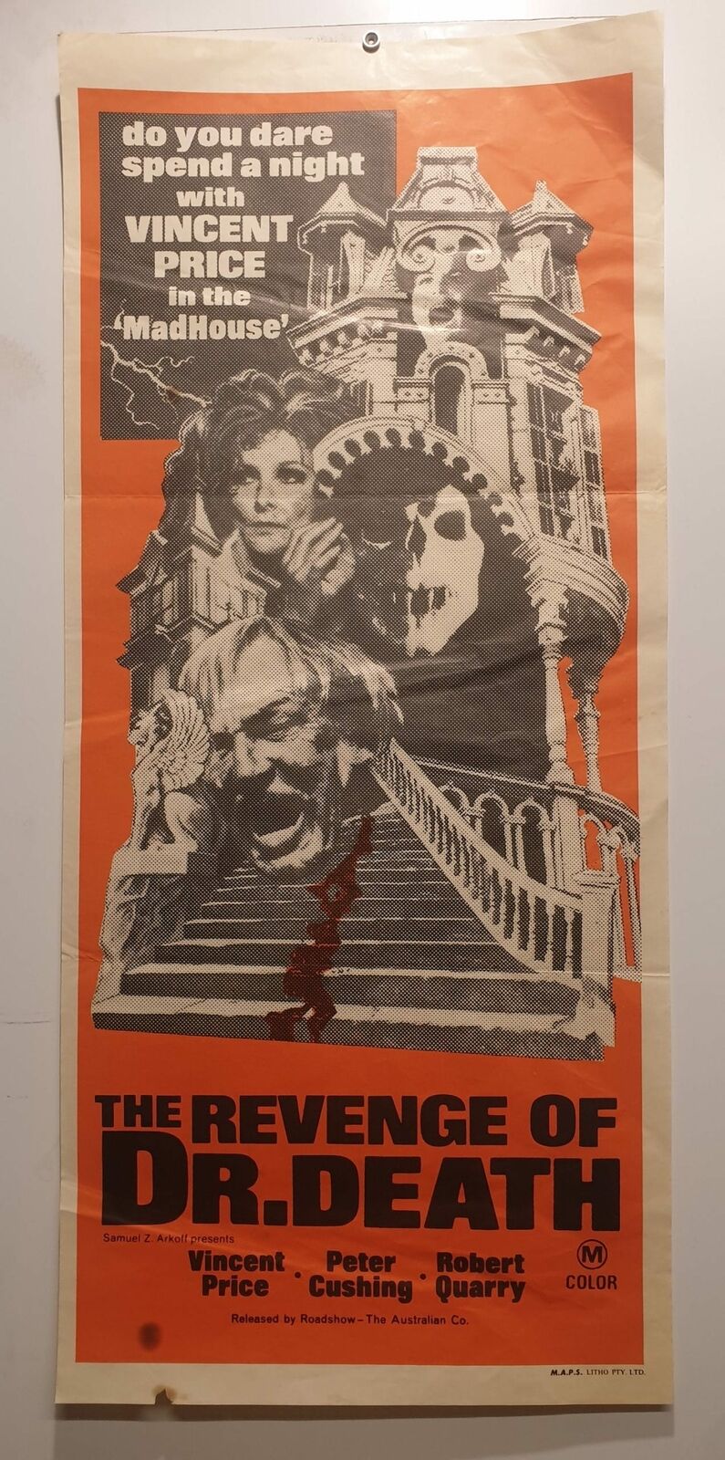 ORIGINAL DAYBILL MOVIE POSTER - THE REVENGE OF DR. DEATH - 1974 - aka - MAD HOUSE