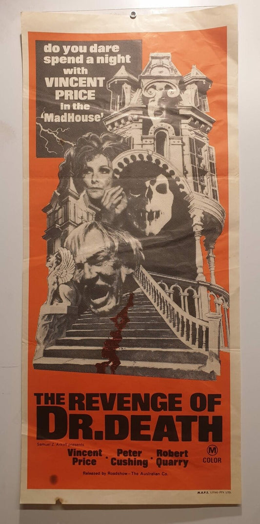 ORIGINAL DAYBILL MOVIE POSTER - THE REVENGE OF DR. DEATH - 1974 - aka - MAD HOUSE