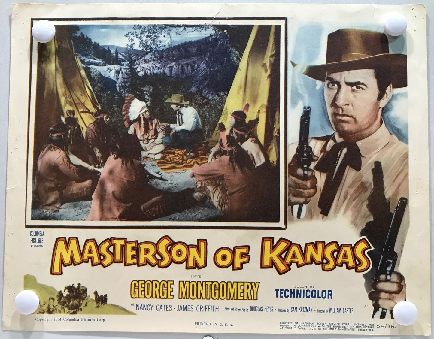 ORIGINAL LOBBY CARDS - MASTERSON OF KANSAS - 1954 - set of 8