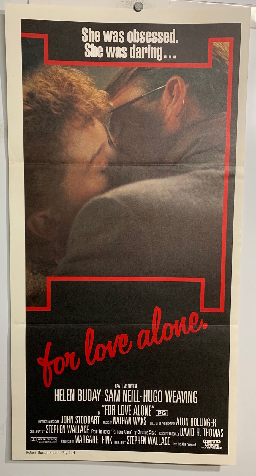 ORIGINAL DAYBILL MOVIE POSTER - FOR LOVE ALONE - AUSTRALIAN