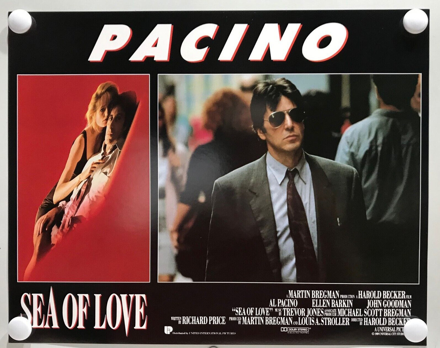 ORIGINAL LOBBY CARDS - SEA OF LOVE - 1989 - set of 8 -  Al Pincino, Ellen Bar...