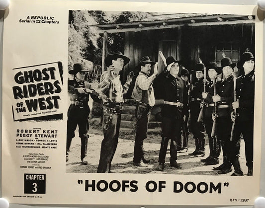 ORIGINAL SERIAL LOBBY CARD - GHOST RIDERS OF THE WEST (b) - R1954 - Ch 3