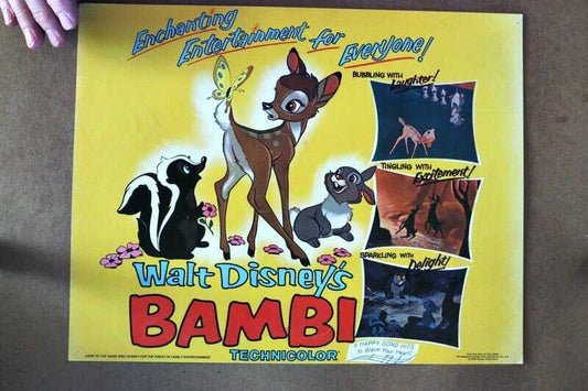 ORIGINAL LOBBY CARD - BAMBI - Walt Disney - 1975 - Cartoon -  John Sutherland, Sam Edwards, Paula Winslowe