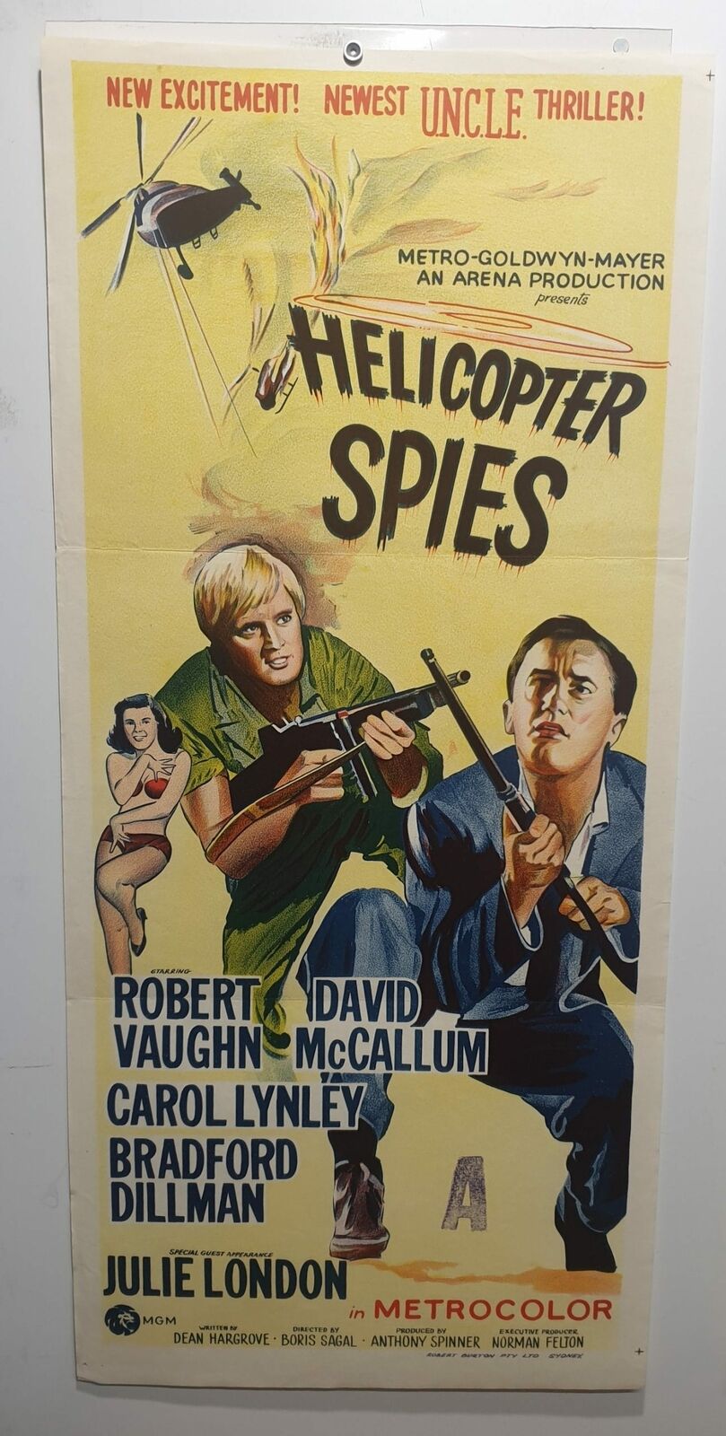 ORIGINAL DAYBILL MOVIE POSTER - HELICOPTER SPIES - 1968