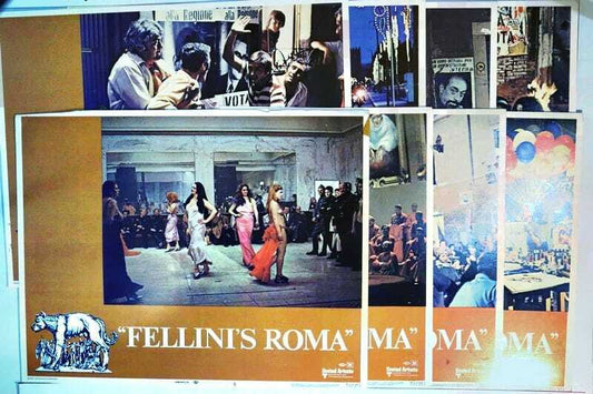 ORIGINAL LOBBY CARDS - FELLINI'S ROMA - 1972 - set of 8
